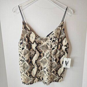 Vibe Sportswear Tank Women Sleeveless Top Snake Print Size M Crop Spaghetti Stra